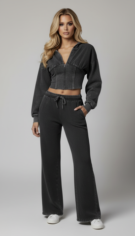 Nova Street Luxe Co-Ord Set – Washed Charcoal