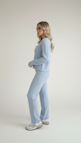 Luna Luxe Knit Co-Ord Set – Baby Blue