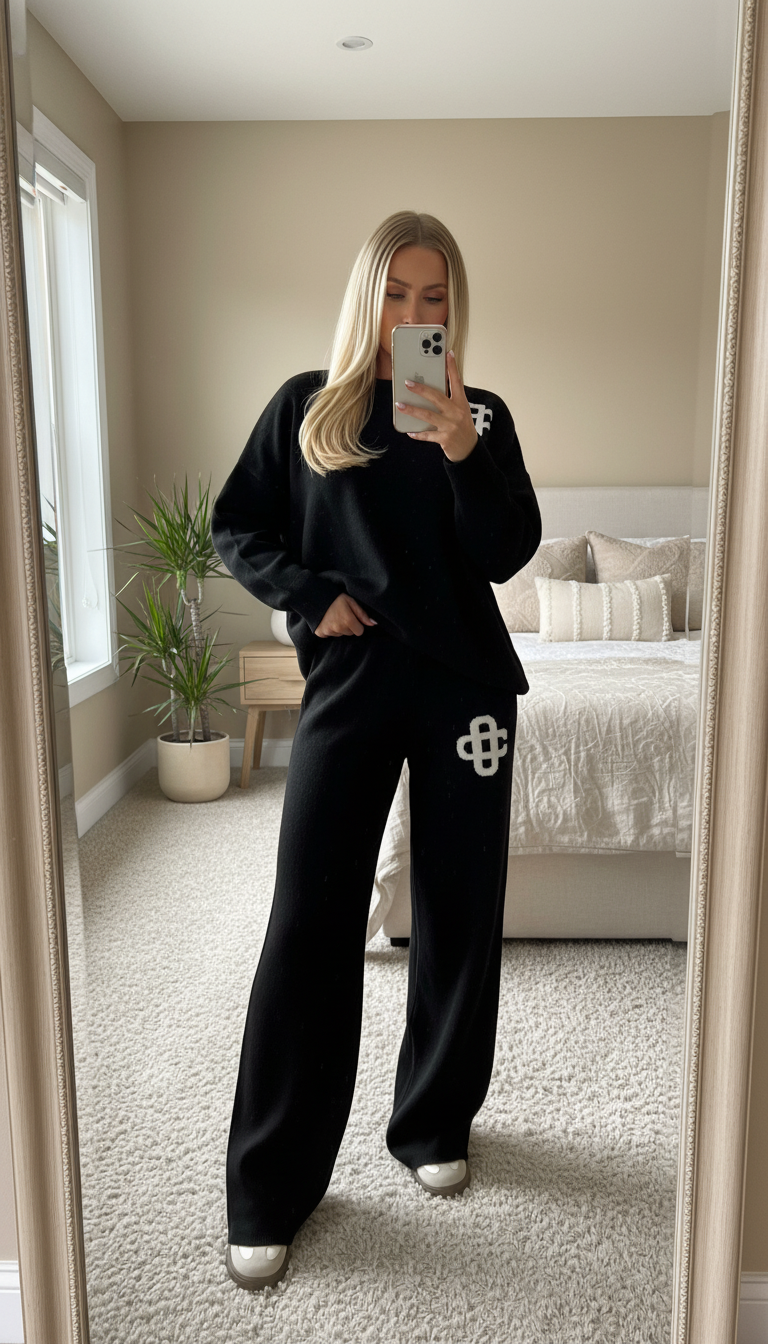 The Lounge Edit Knit Co-Ord Set – Black