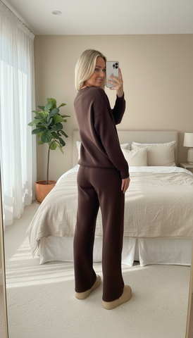 The Lounge Edit Knit Co-Ord Set – Brown