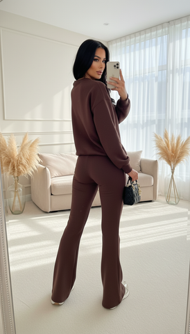 Luxe Lounge Bubble Co-Ord Set – Brown