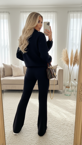 Luxe Lounge Bubble Co-Ord Set – Black