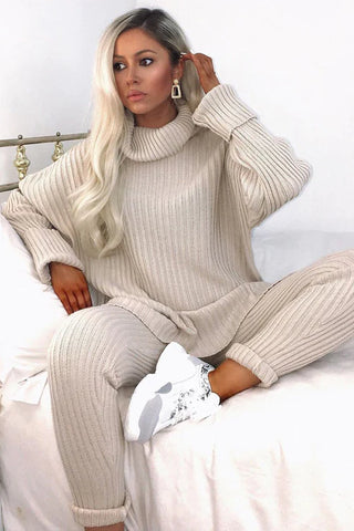Stone Oversized Roll Neck Co-Ord