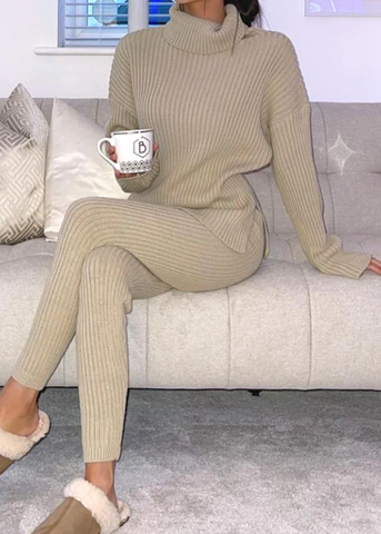 Stone Oversized Roll Neck Co-Ord