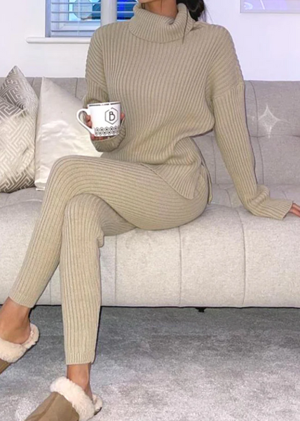 Stone Oversized Roll Neck Co-Ord