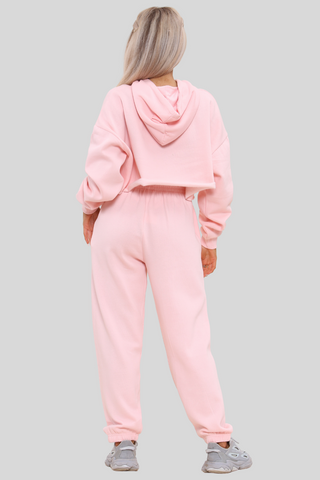 Raw Hem Cropped Hoodie & Jogger Fleece Co-ord