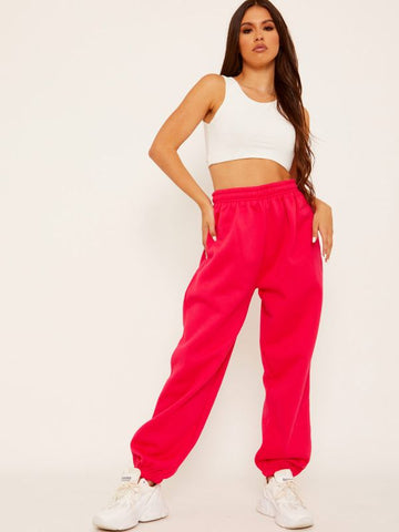 Oversized Fleece Joggers In Fuchsia