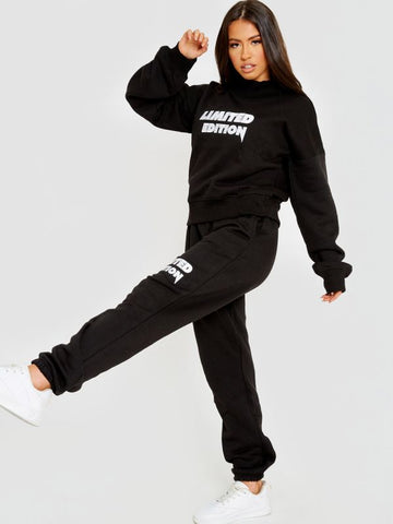 Embroidered Limited Edition Fleece Co-ord In Black