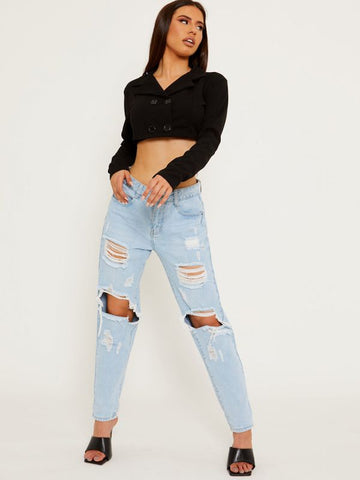 Cropped Blazer Top In Black