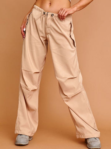 Balloon Cargo Trousers With Toggle Detail In Stone