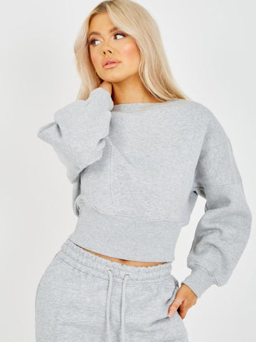 Oversized Seam Detail Fleece Co-ord In Grey