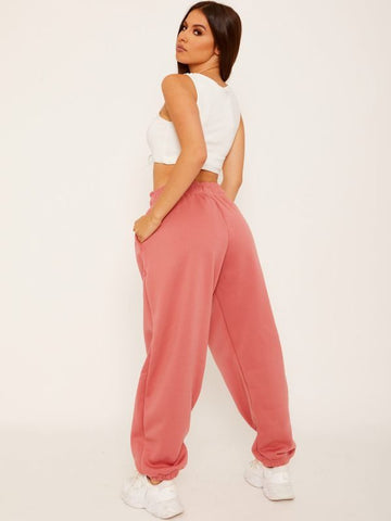 Oversized Fleece Joggers In Rose Gold