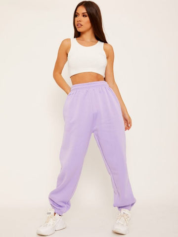Oversized Fleece Joggers In Lilac