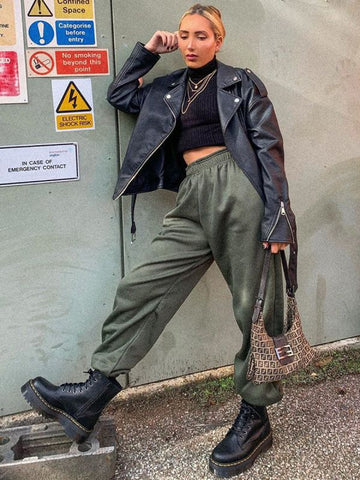 Oversized Fleece Joggers In Khaki