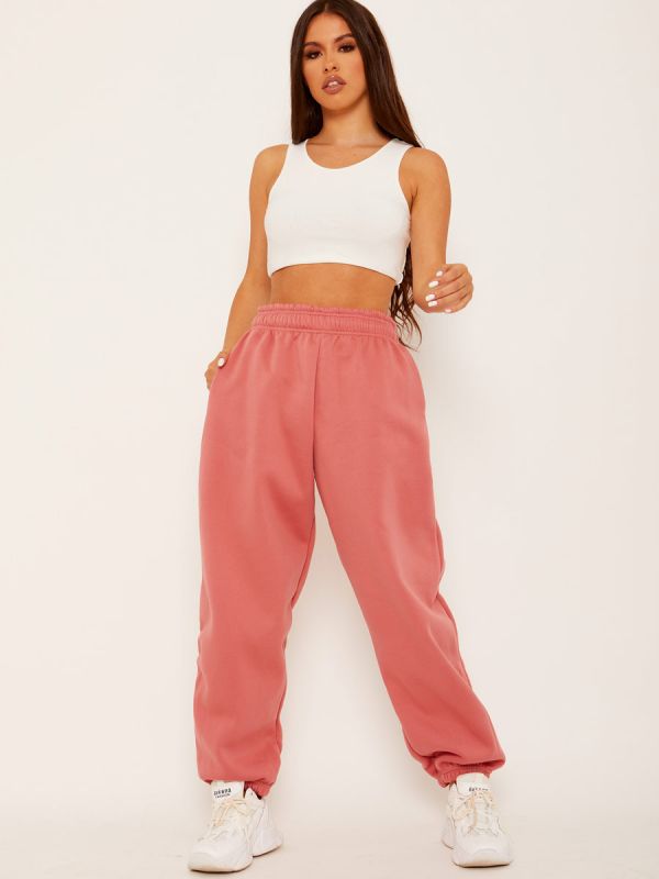 Oversized Fleece Joggers In Rose Gold