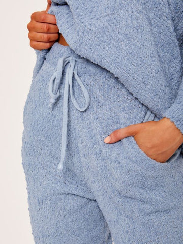 Fluffy Knitted Loungewear Set In Blue
