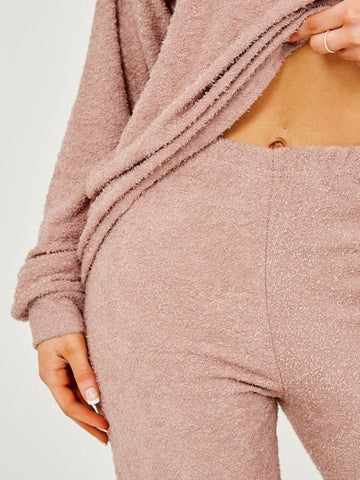 Towelling Hooded Top & Trouser Co-ord In Rose