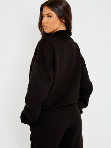 Embroidered Limited Edition Fleece Co-ord In Black