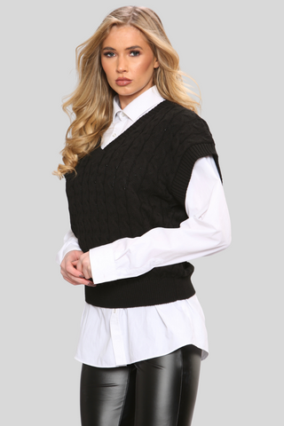 Tanya Black Knitted Vest