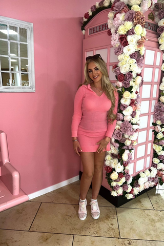Amie Pink Knit Jumper Dress