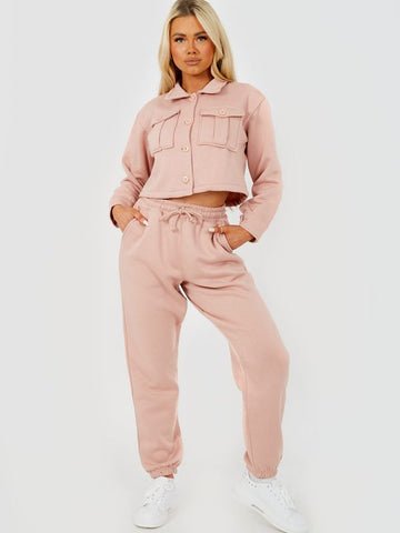 Utility Button Top & Jogger Co-ord In Rose