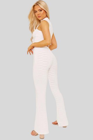 Pleated Jersey Crop Top & Flared Trouser Co-ord