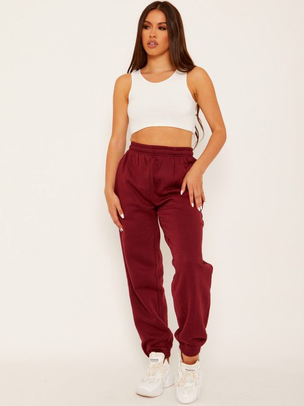 Oversized Fleece Joggers In Wine