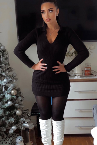 Amie Black Knit Jumper Dress
