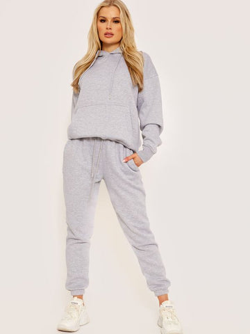 Oversized Hoodie & Jogger Fleeced Co-ord In Grey
