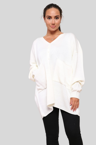 Cream Knitted Oversized Cardigan Dress
