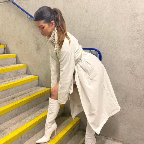 Lara Cream Cable Knit Roll Neck Jumper Dress