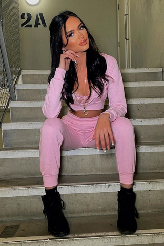 Cropped Zip Hoodie & Jogger Set