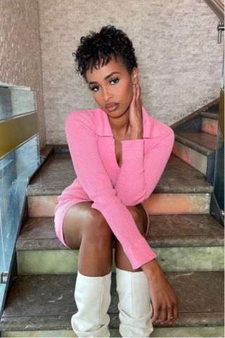 Amie Pink Knit Jumper Dress