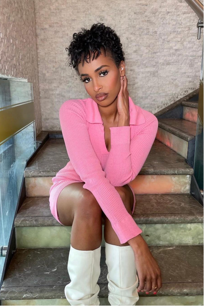 Amie Pink Knit Jumper Dress