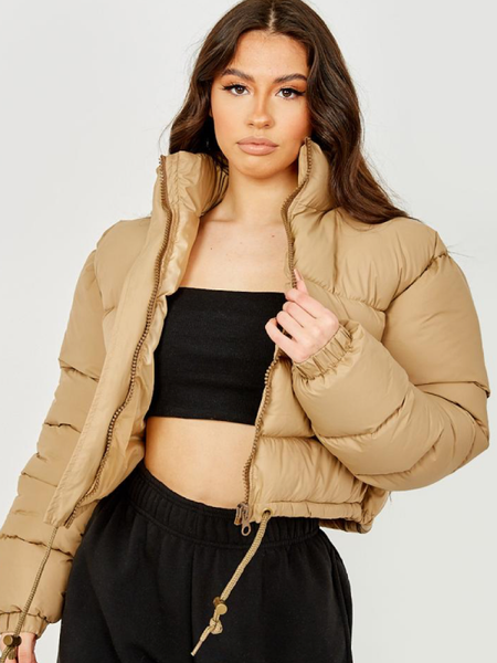 Cropped Puffer Jacket Stone