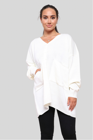 Cream Knitted Oversized Cardigan Dress