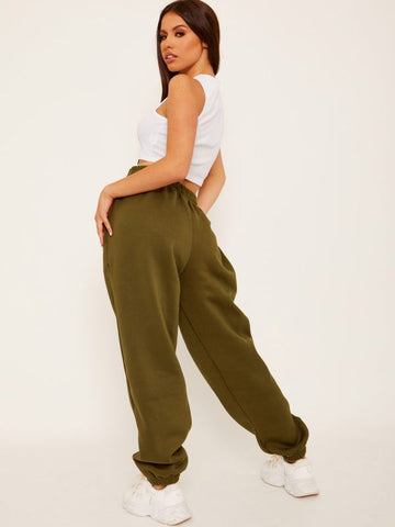 Oversized Fleece Joggers In Khaki