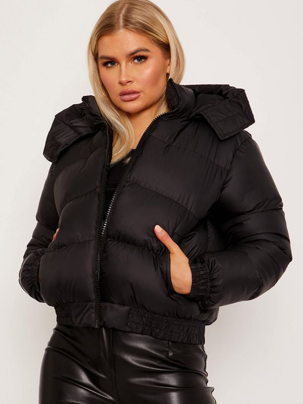 Hooded Padded Puffer Jacket In Black