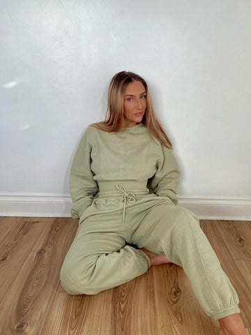 Oversized Seam Detail Fleece Co-ord In Mint