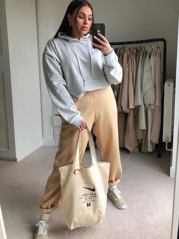 Oversized Fleece Joggers In Beige
