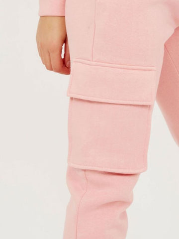 Utility Pocket Zipped Fleece Tracksuit In Pink