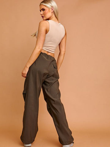 Balloon Cargo Trousers With Toggle Detail In Khaki