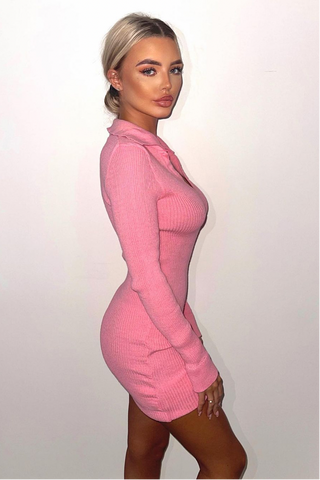 Amie Pink Knit Jumper Dress