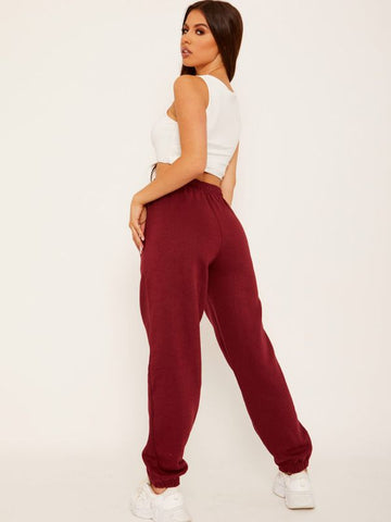 Oversized Fleece Joggers In Wine