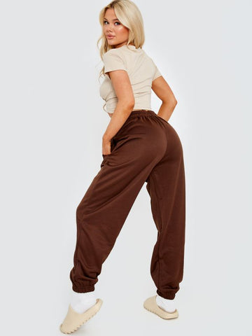 Oversized Fleece Joggers In Brown