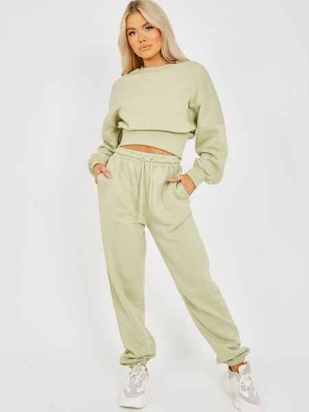 Oversized Seam Detail Fleece Co-ord In Mint