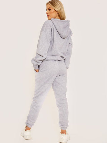 Oversized Hoodie & Jogger Fleeced Co-ord In Grey