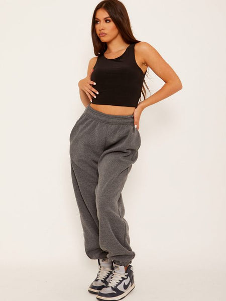 Oversized Fleece Joggers In Charcoal