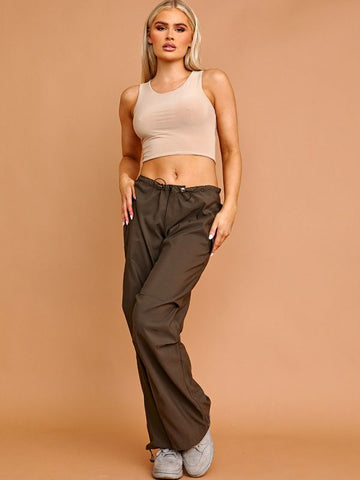 Balloon Cargo Trousers With Toggle Detail In Khaki