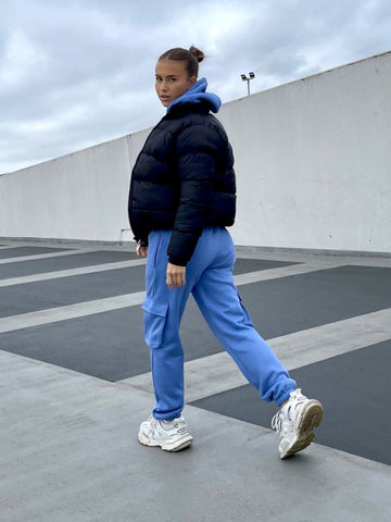 Utility Pocket Hooded Top & Trouser Fleece Co-ord In Blue